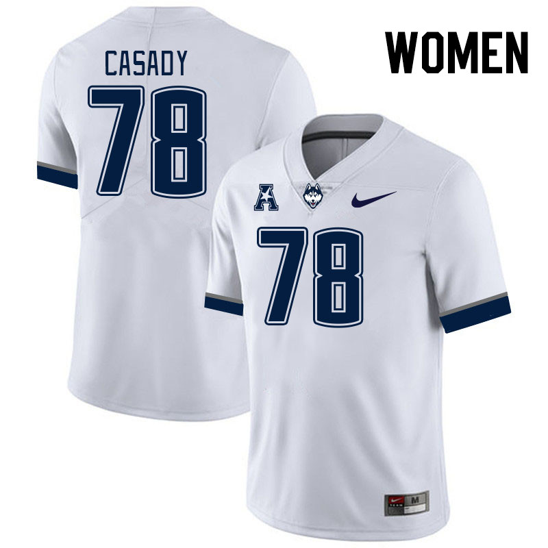 Women #78 Carsten Casady Connecticut Huskies College Football Jerseys Stitched Sale-White